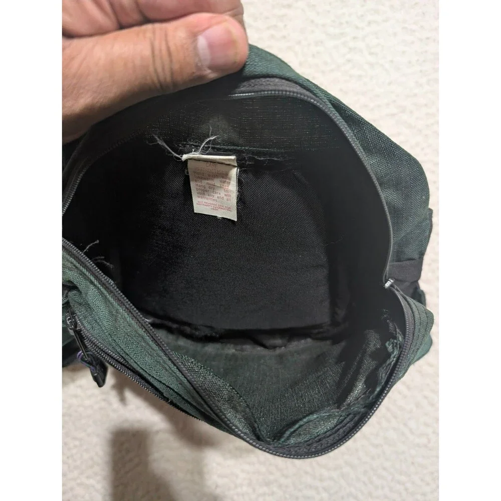 Vintage JanSport USA Large Lumbar Fanny Pack Waist Bag Green Black 90s